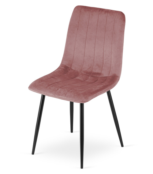 Krzesło LAVA - różowy aksamit / nogi czarne x 2