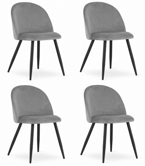 Krzesło BELLO - aksamit jasnoszare / nogi czarne x 4