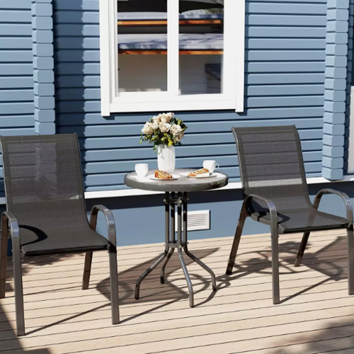 Stół okrągły ISLAND 60cm + 2x Krzesło SOFIA czarne