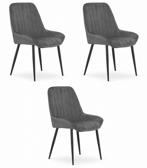 Krzesło LARY - ciemny szary aksamit x 3