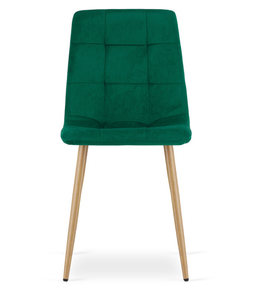 Krzesło KARA - ciemna zieleń aksamit / nogi kolor drewna x 4