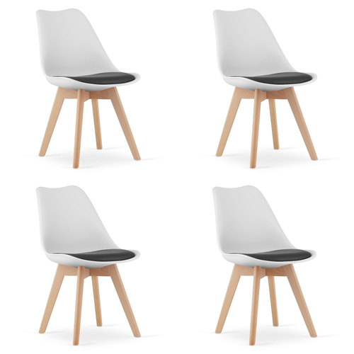 Krzesło MARK biało czarne / nogi naturalne x 4