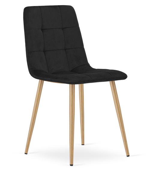 Krzesło KARA - czarny aksamit / nogi kolor drewna x 2