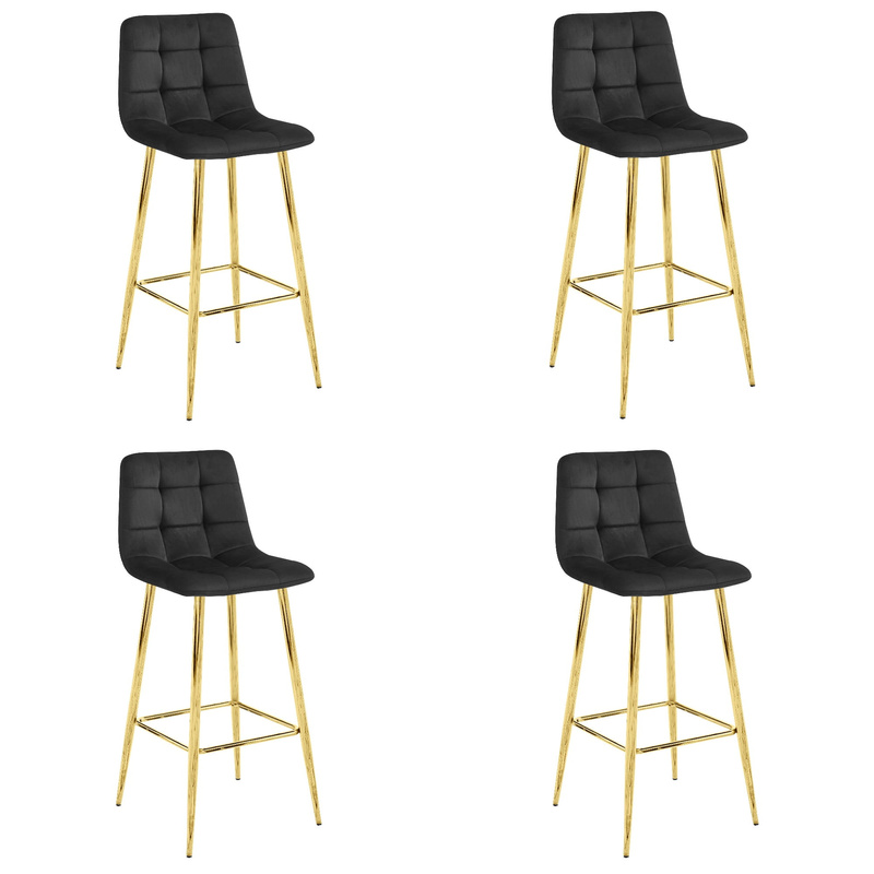 Hoker ARCETO - aksamit czarny / nogi ZŁOTE x 4