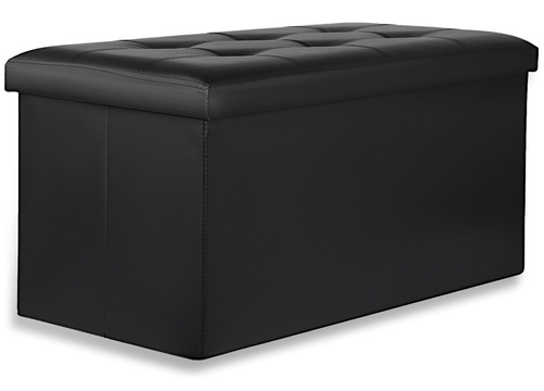 Pufa składana XXL z guzikami - 80x40x40cm ekoskóra czarna