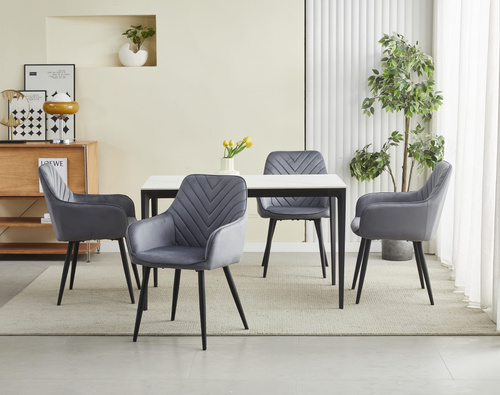 Krzesło NANA - ciemny szary aksamit / nogi czarne x 2