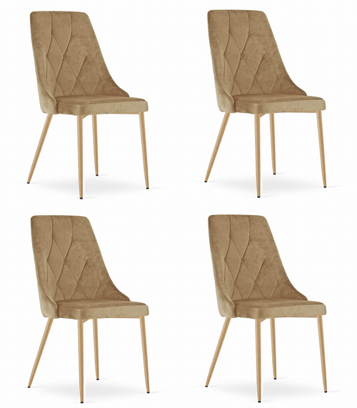 Krzesło IMOLA - brązowy aksamit / nogi kolor drewna x 4