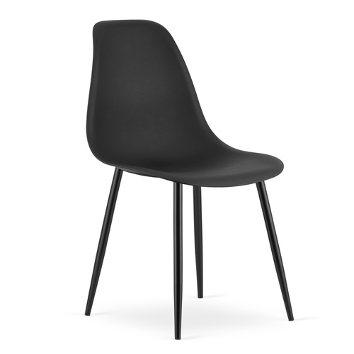 Zestaw Stół TESSA 120cm x 60cm - dąb / czarne nogi + 4 krzesła WAT czarne / nogi czarne