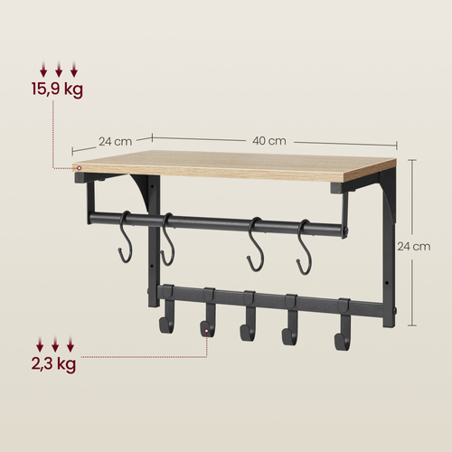 Półka z Wieszakami - sonoma - LCR103B11