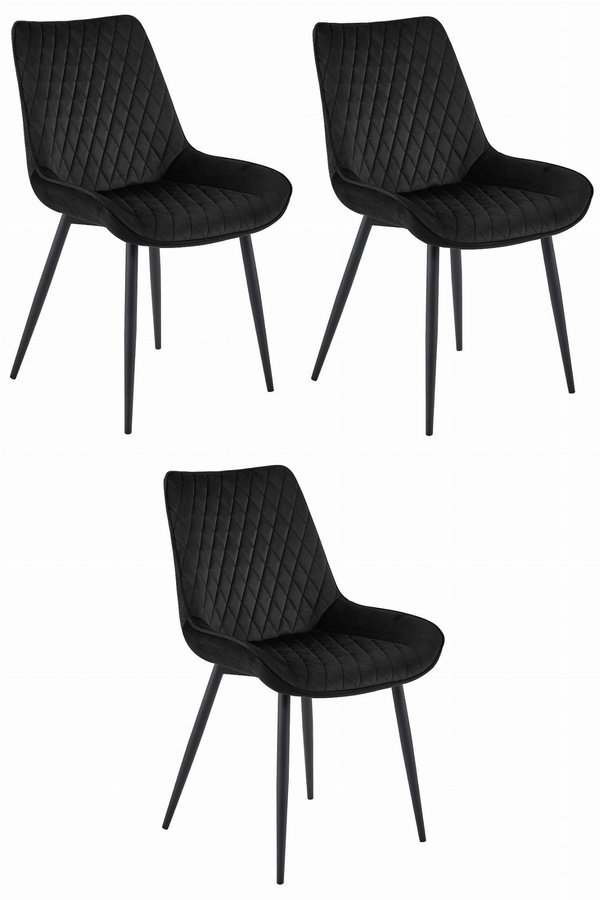 Krzesło VERDO - czarny aksamit / nogi czarne x 3