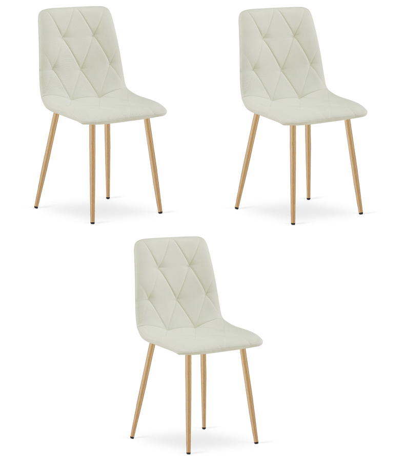 Krzesło LIBRA - beż materiał / nogi kolor drewna x 3