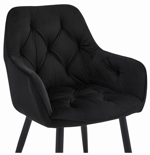 Krzesło JORK - czarny aksamit / nogi czarne x 2