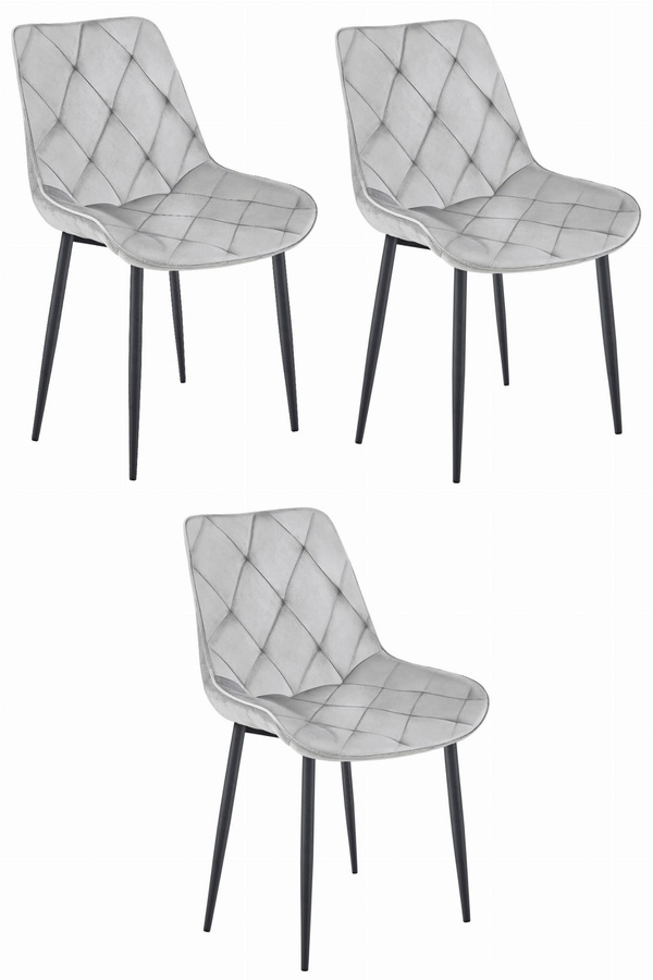 Krzesło TOR - aksamit srebrno-szary / nogi czarne x 3