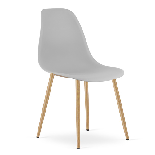 Zestaw Stół TESSA 120cm x 60cm - dąb / białe nogi + 4 krzesła WAT szare / nogi naturalne