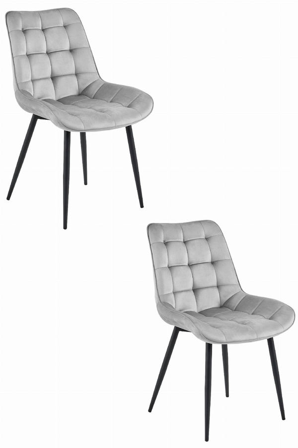 Krzesło BERA - aksamit srebrno-szary / nogi czarne x 2
