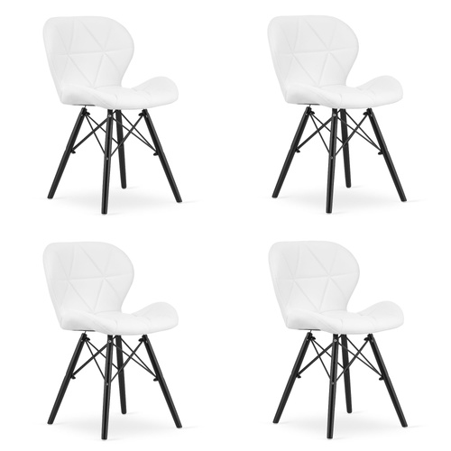Krzesło LAGO ekoskóra - białe / nogi czarne x 4