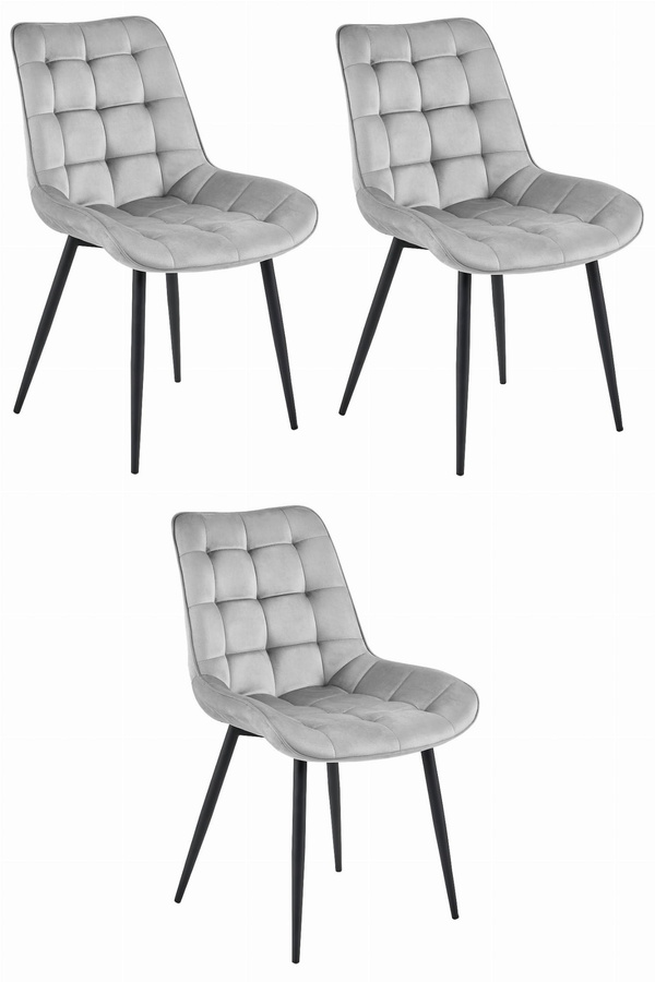 Krzesło BERA - aksamit srebrno-szary / nogi czarne x 3