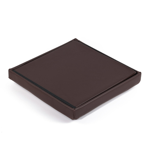 Pufa składana L z guzikami - 38x38x38cm ekoskóra brąz