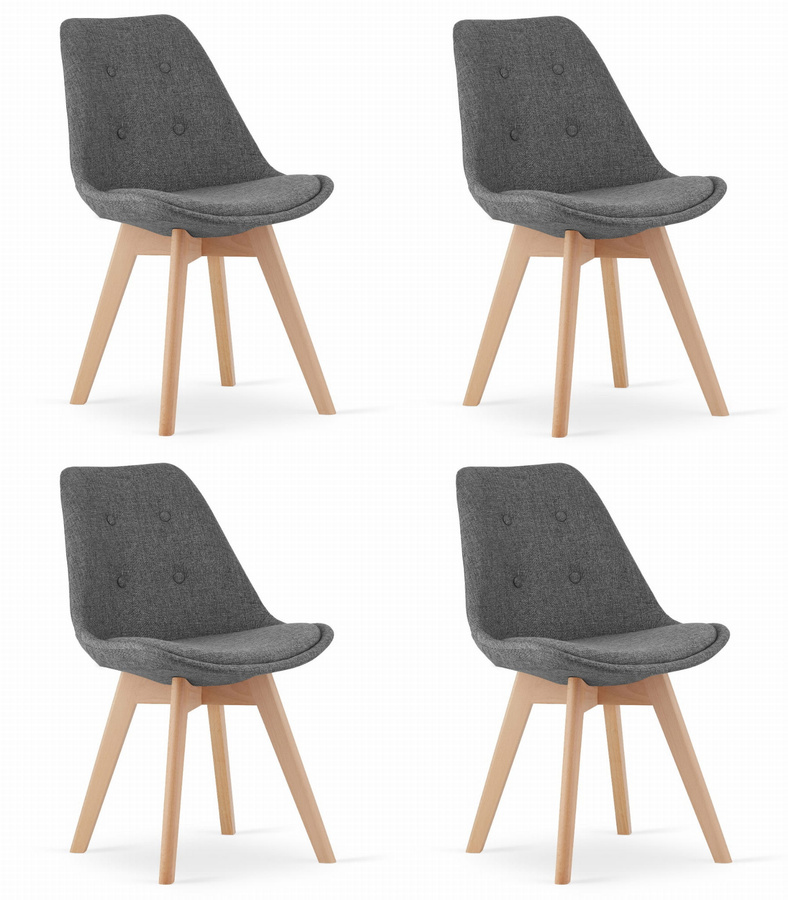 Krzesło NORI - szary materiał - nogi naturalne x 4