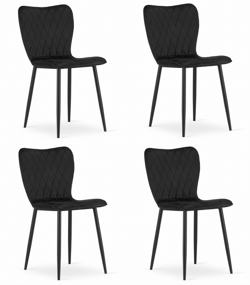 Krzesło FOX - czarny aksamit x 4