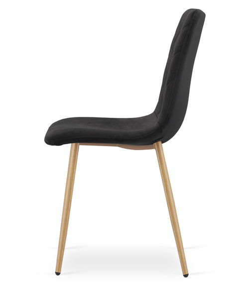 Krzesło TURIN - czarny aksamit / nogi kolor drewna x 3