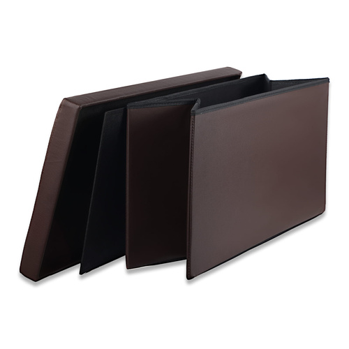 Pufa składana XXL z guzikami - 80x40x40cm ekoskóra brąz