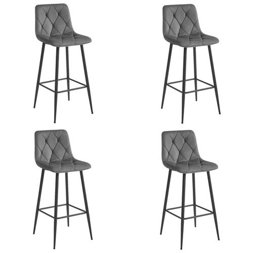 Hoker NADO - ciemny szary aksamit / nogi czarne x 4