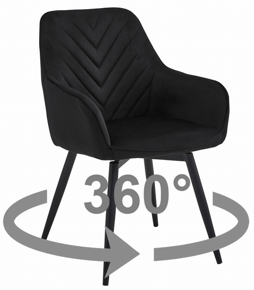 Krzesło NANA360 - czarny aksamit / nogi czarne x 1