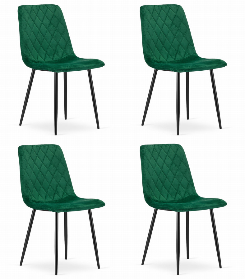 Krzesło TURIN - ciemna zieleń aksamit x 4