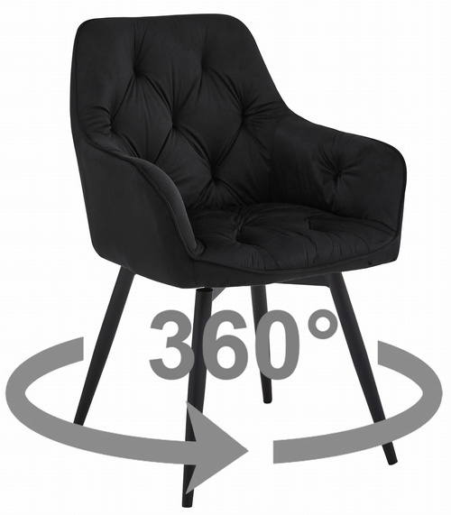 Krzesło JORK360 - czarny aksamit / nogi czarne x 1