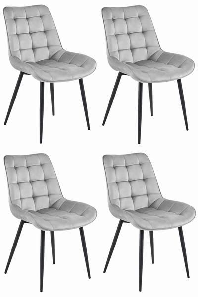 Krzesło BERA - aksamit srebrno-szary / nogi czarne x 4