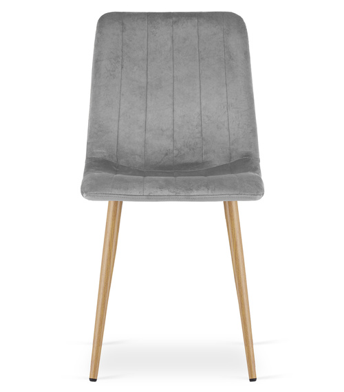 Krzesło LAVA - jasny szary aksamit / nogi kolor drewna x 2