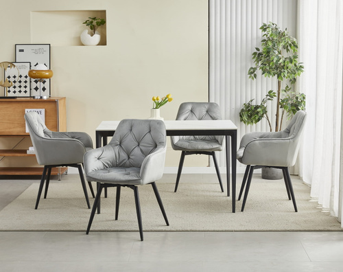 Krzesło JORK360 - aksamit srebrno-szary / nogi czarne x 2