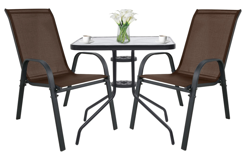 Stół kwadratowy ISLAND 60cm + 2x Krzesło SOFIA brąz