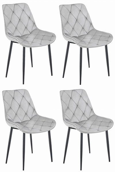 Krzesło TOR - aksamit srebrno-szary / nogi czarne x 4