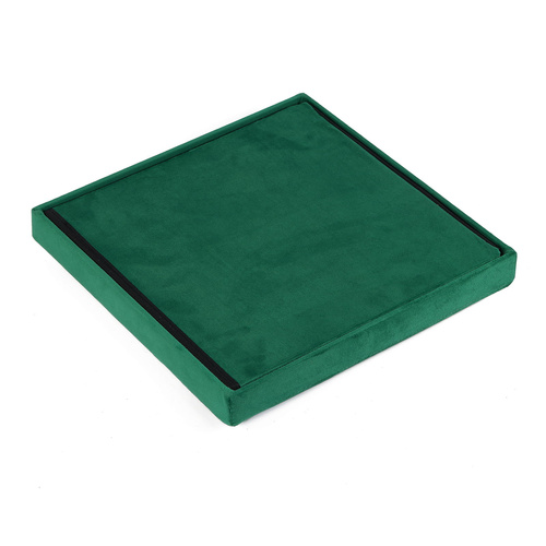 Pufa składana L z guzikami - 38x38x38cm aksamit zielona x 8