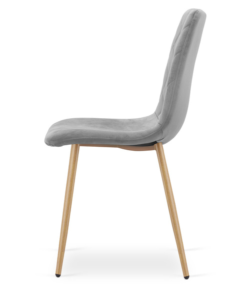 Krzesło TURIN - jasny szary aksamit / nogi kolor drewna x 2