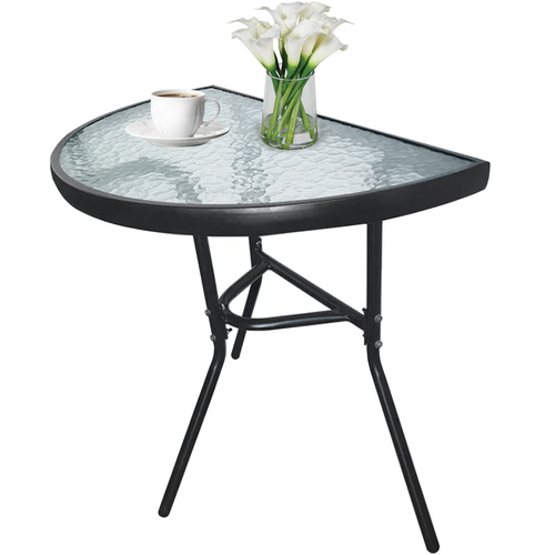 Stół ISLAND Półokrągły + 2x Krzesło SOFIA czarne