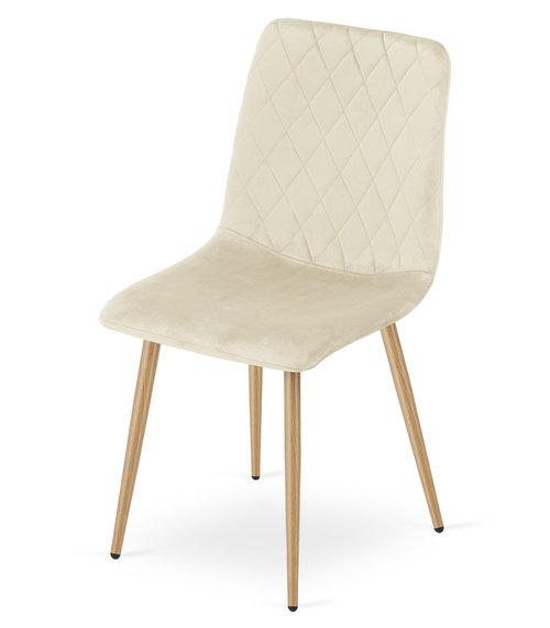 Krzesło TURIN - jasny beż aksamit / nogi kolor drewna x 3
