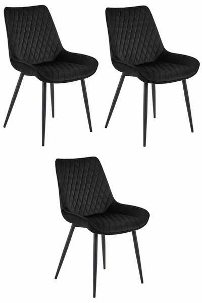 Krzesło VERDO - czarny aksamit / nogi czarne x 3