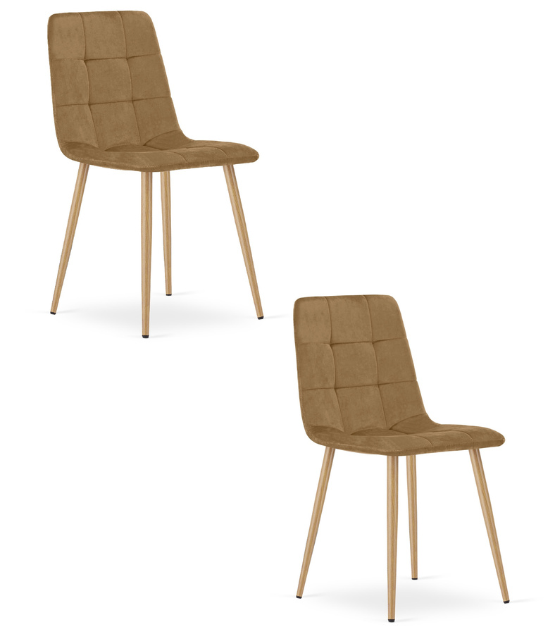 Krzesło KARA - brązowy aksamit / nogi kolor drewna x 2