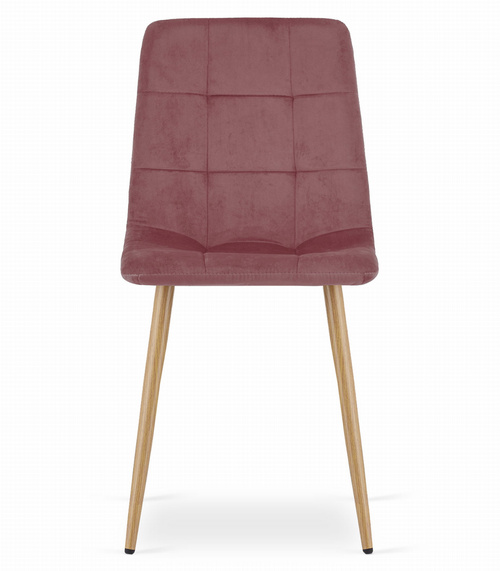 Krzesło KARA - różowy aksamit / nogi kolor drewna x 1