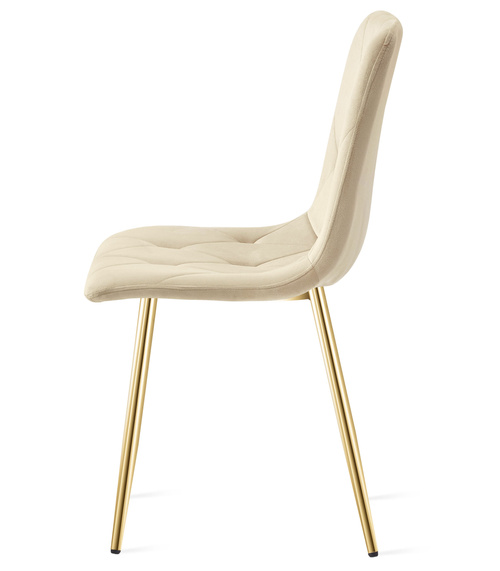 Krzesło LIBRA - jasny beż aksamit / nogi kolor złoty x 2
