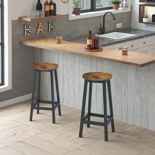 Taboret barowy - rustykalny / nogi czarne