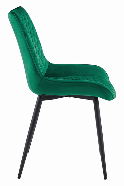 Krzesło VERDO - ciemna zieleń aksamit / nogi czarne x 4