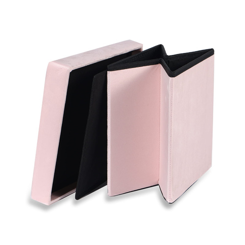 Pufa składana M - 30x30x30cm aksamit róż x 16