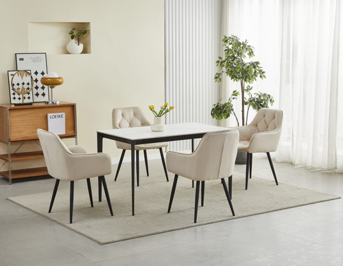 Krzesło JORK - beż aksamit / nogi czarne x 2