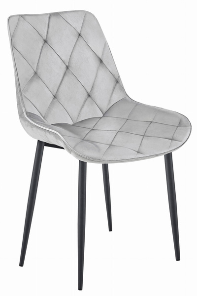 Krzesło TOR - aksamit srebrno-szary / nogi czarne x 2