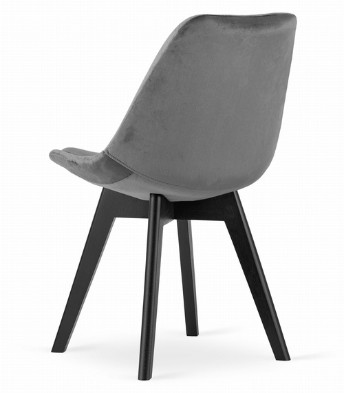 Krzesło NORI - szary ciemny aksamit - nogi czarne x 3