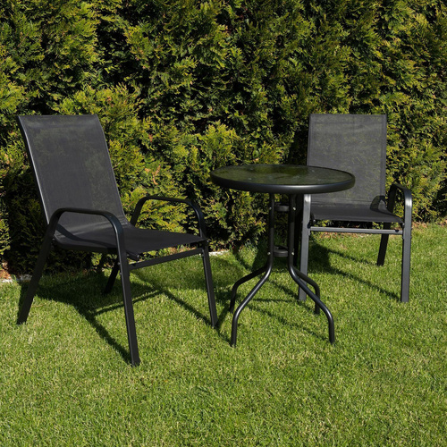 Stół okrągły ISLAND 60cm + 2x Krzesło SOFIA ciemny szary